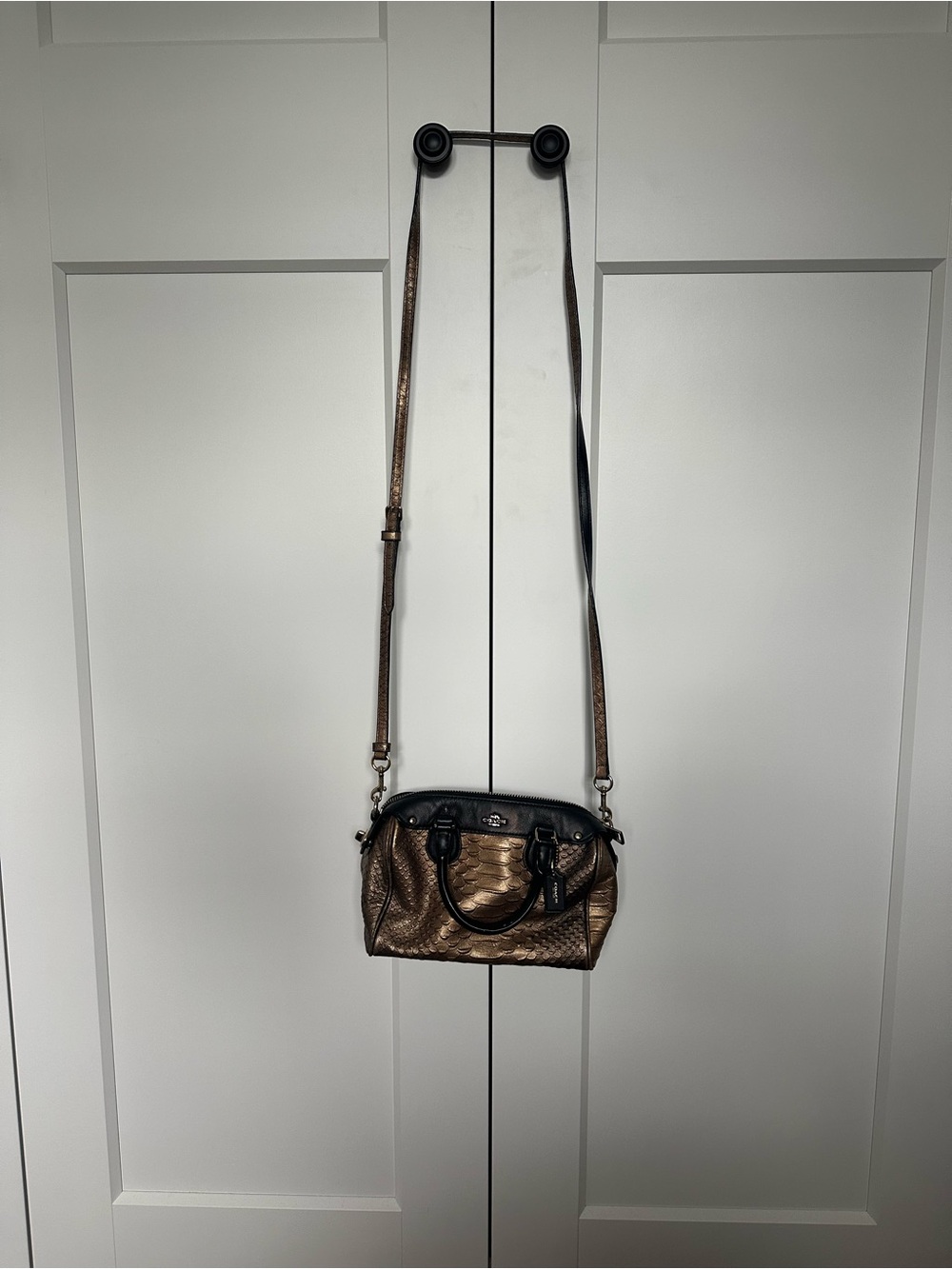 Authentic Coach Metallic Bronze Top-Handle Crossbody Bag